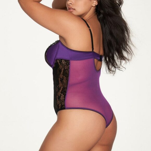 Frederick's of Hollywood Ilana Underwire Teddy Bright Violet M - Picture 3 of 14